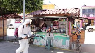 SANITIZANDO LOCALES DEL PARQUE CENTRAL DE ATZACAN, VER.