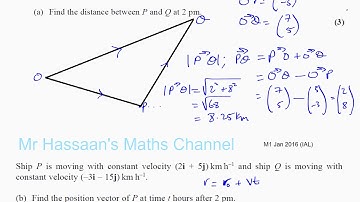 EDEXCEL M1 IAL JAN 2016 Q6b,c   Vectors