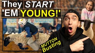 New Zealand Father \& Daughter React to: American MUTTON BUSTING!
