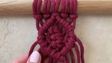 Macrame Diamond Pattern featuring three square knots fishbone pattern.