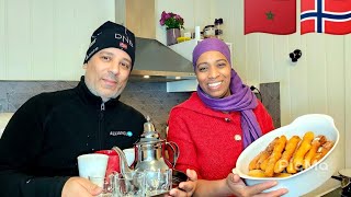 عائلة مغربية فيلاج النرويج/اليوم طاح ثلج بغزارة/اليوم صيبة الحلوة اصابع المقرمشة/وكلت العصافير ديالي