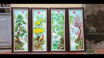 TRANH TỨ QUÝ TÙNG CÚC TRÚC ĐÀO