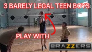 3 barely legal teen boys play with balls