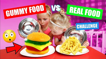 GUMMY FOOD vs REAL FOOD CHALLENGE!! ♥DeZoeteZusjes♥ [echt alle soorten snoep]