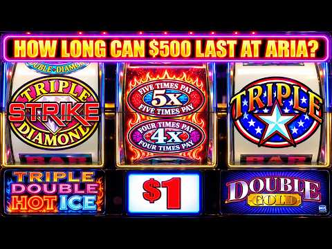 How long can $500 really last on the slots at Aria in Las Vegas? Old School 3 Reel slot play!