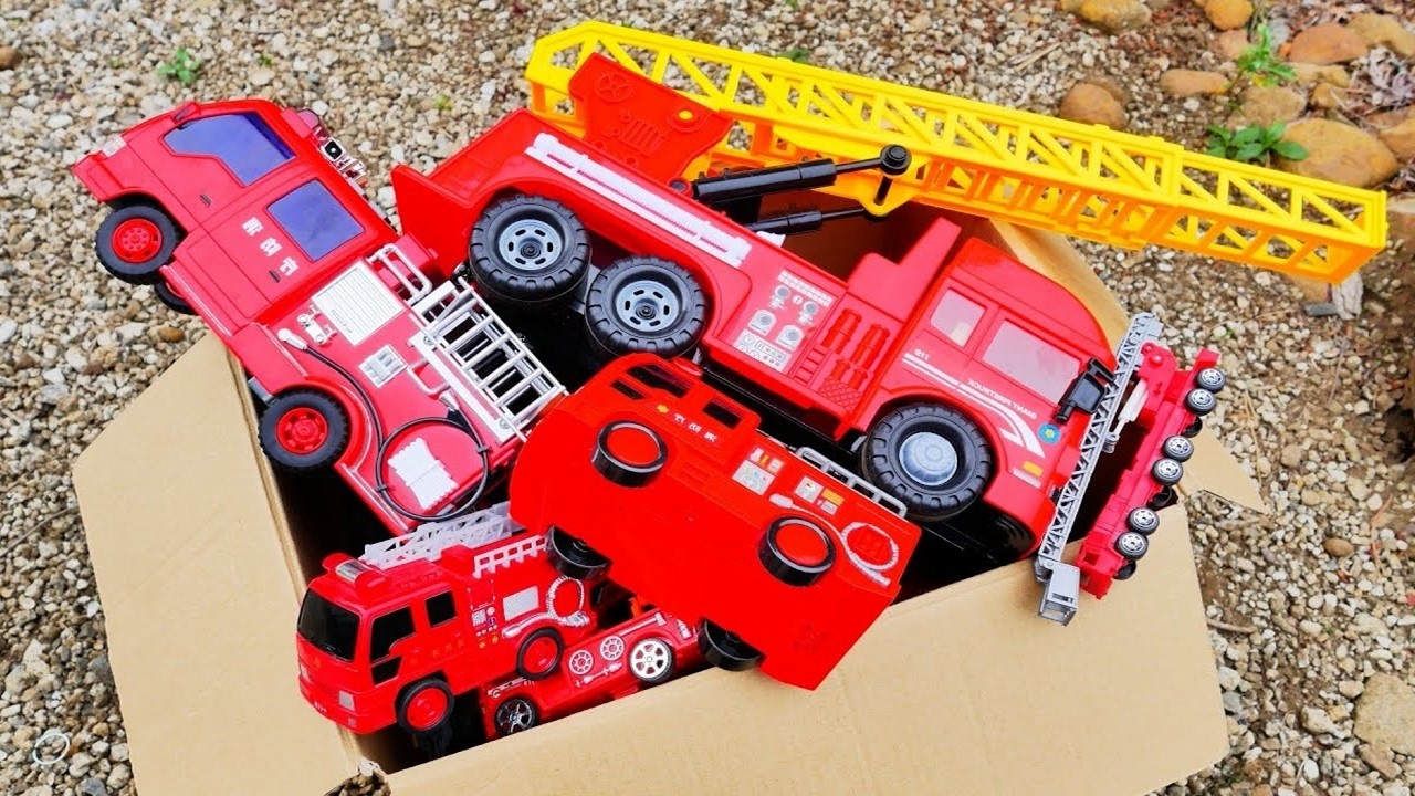 【迫力の走り】 消防車のミニカーを箱にまとめてみた☆ 急な坂道を走行テスト!! Fire Engine Model Collection Drive A Steep Hill!!