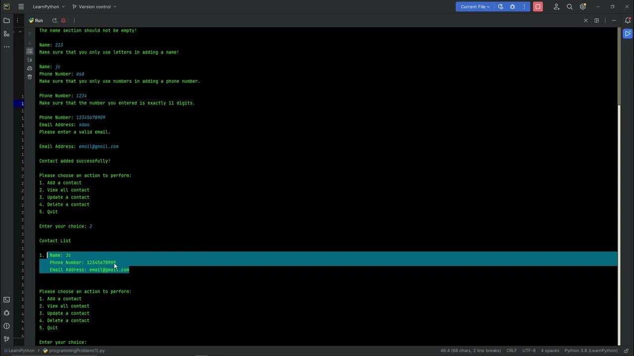 Contact Book Python YouTube