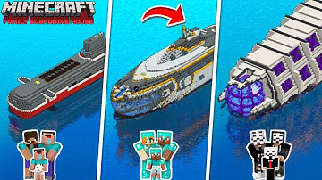 Minecraft FAMILY SUBMARINE HOUSE BUILD CHALLENGE : NOOB vs PRO vs HACKER / Animation