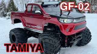 タミヤ GF-02 8.5T装着の雪上ドリフト走行