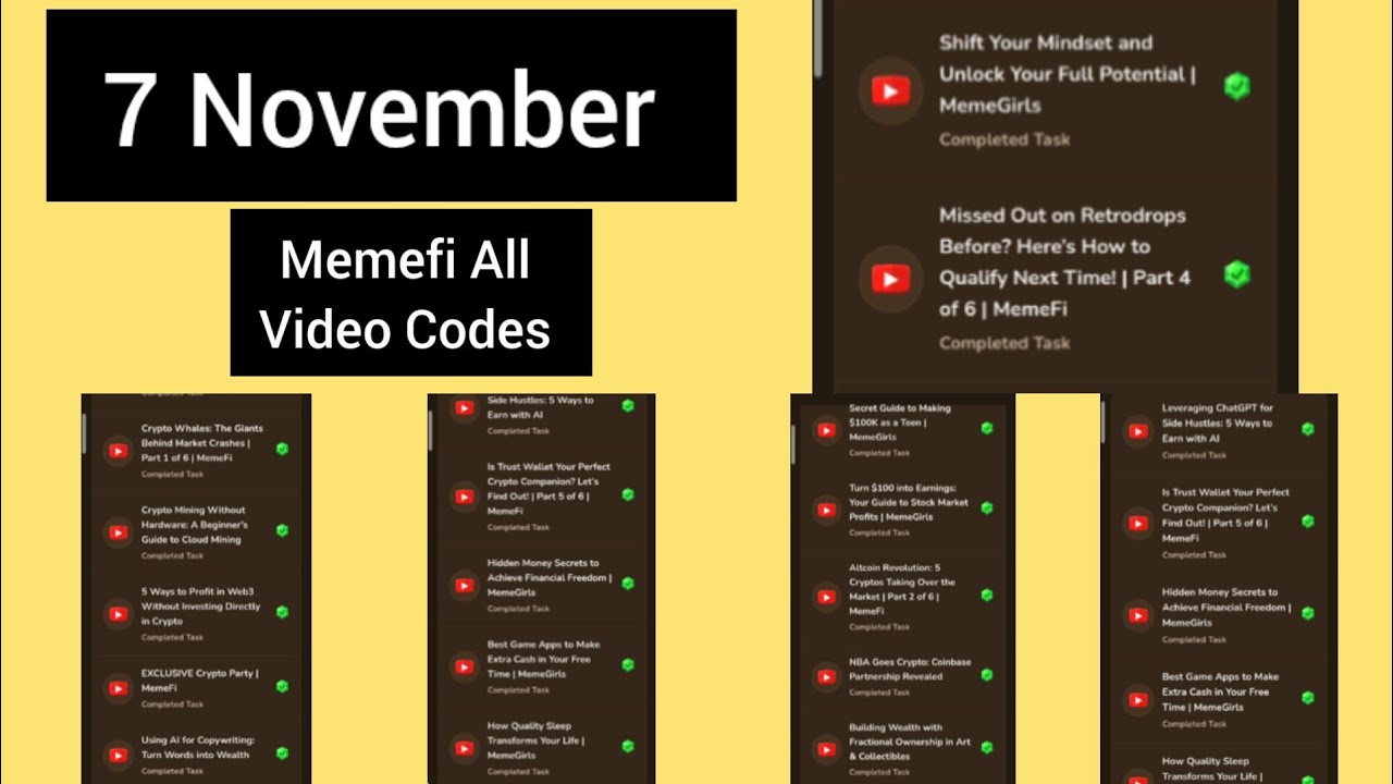 7 November Memefi All Videos Code | Memefi All Video Codes 7 November ...