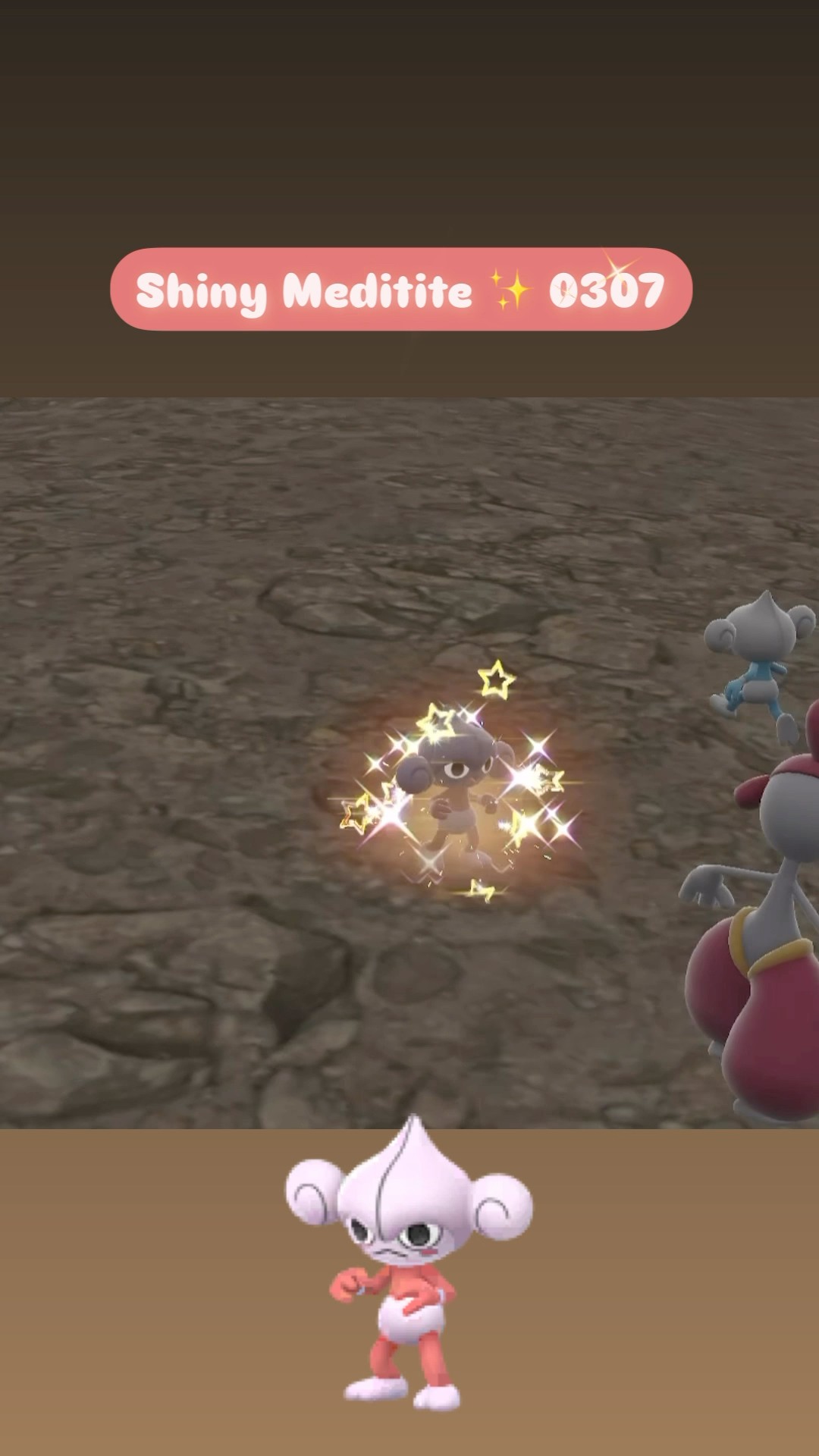 thumbnail image 2 of Pokémon GO: Shiny Meditite With Background - P T C Ready - Read Full Description 2 of 5