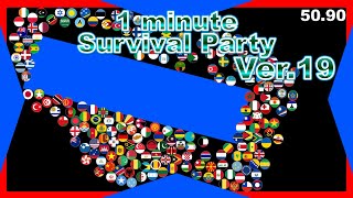 1 minute survival party.Ver19 ~200 countries marble race~ in Algodoo | Marble Factory