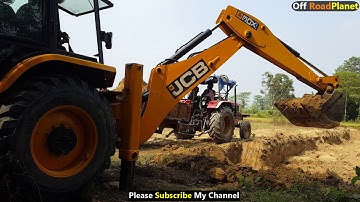 Fully loaded Trolley | JCB Backhoe machine Cutting Soil And Making Drain | JCB Video,Off RoadPlanet