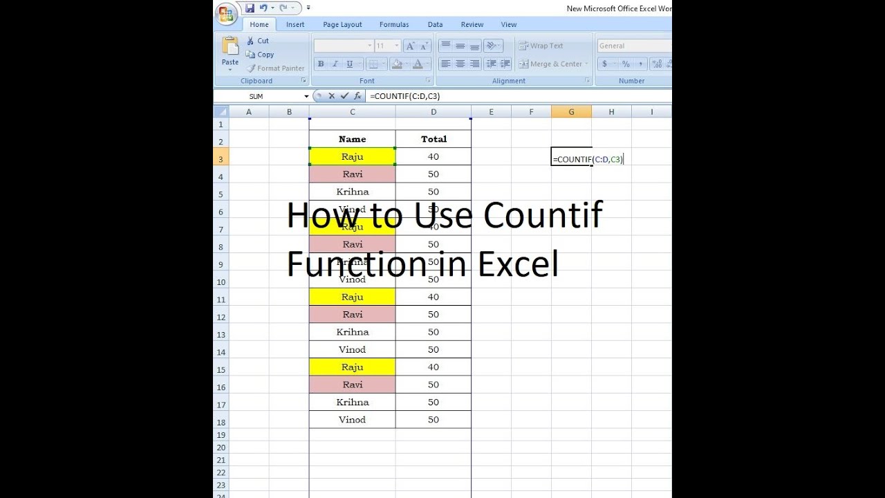 How to use COUNTIF Formula in Excel : How to use COUNTIF FUNCTION ...