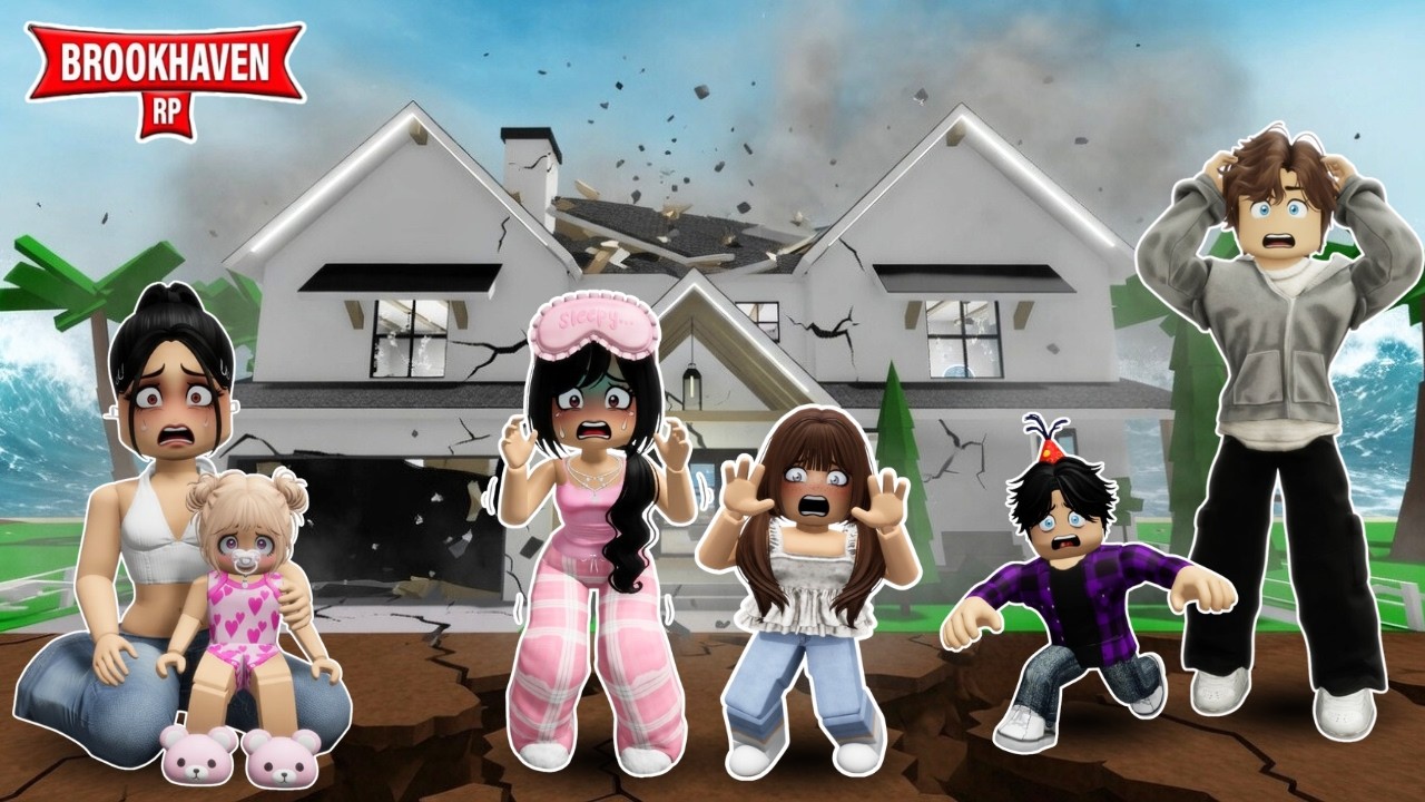 SOBREVIVIMOS al TERREMOTO *SISMO* de BROOKHAVEN con MI ESPOSO y MIS HIJOS EN ROBLOX #roblox