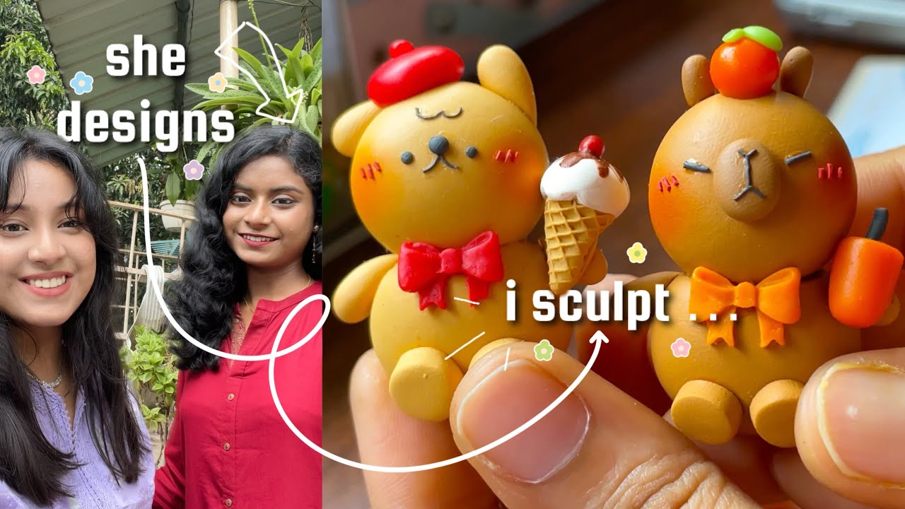 Sculpting air dry clay Capybara & Doggo! ✨ new designs finally !