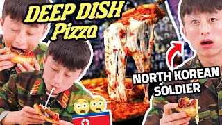 North Korean tries CHICACO DEEP DISH PIZZA for the First Time!