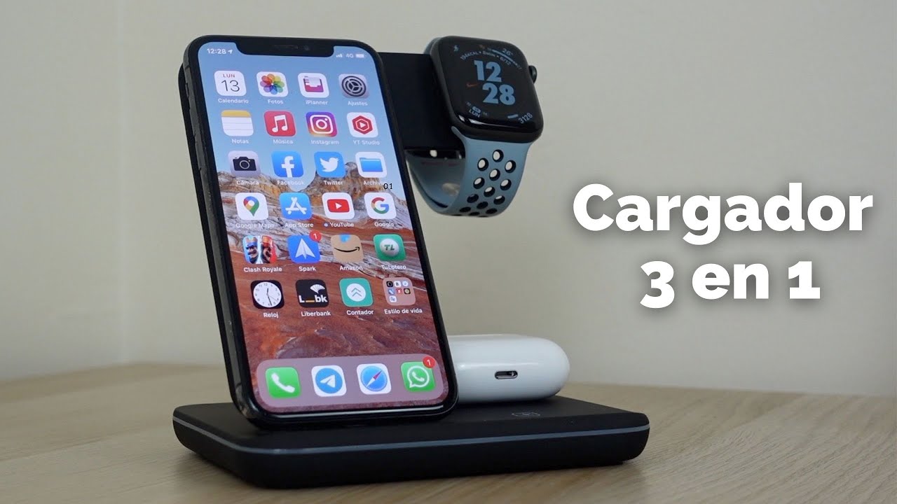 Cargador inalámbrico Ksix 3en1 15 W, Plegable, Compatible MagSafe, Carga  rápida, Para móviles Qi, Apple Watch y AirPods, Blanco