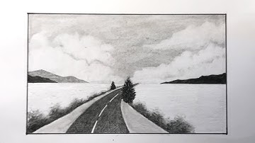 Vẽ TRANH PHONG CẢNH bằng BÚT CHÌ |  How to draw scenery with pencil