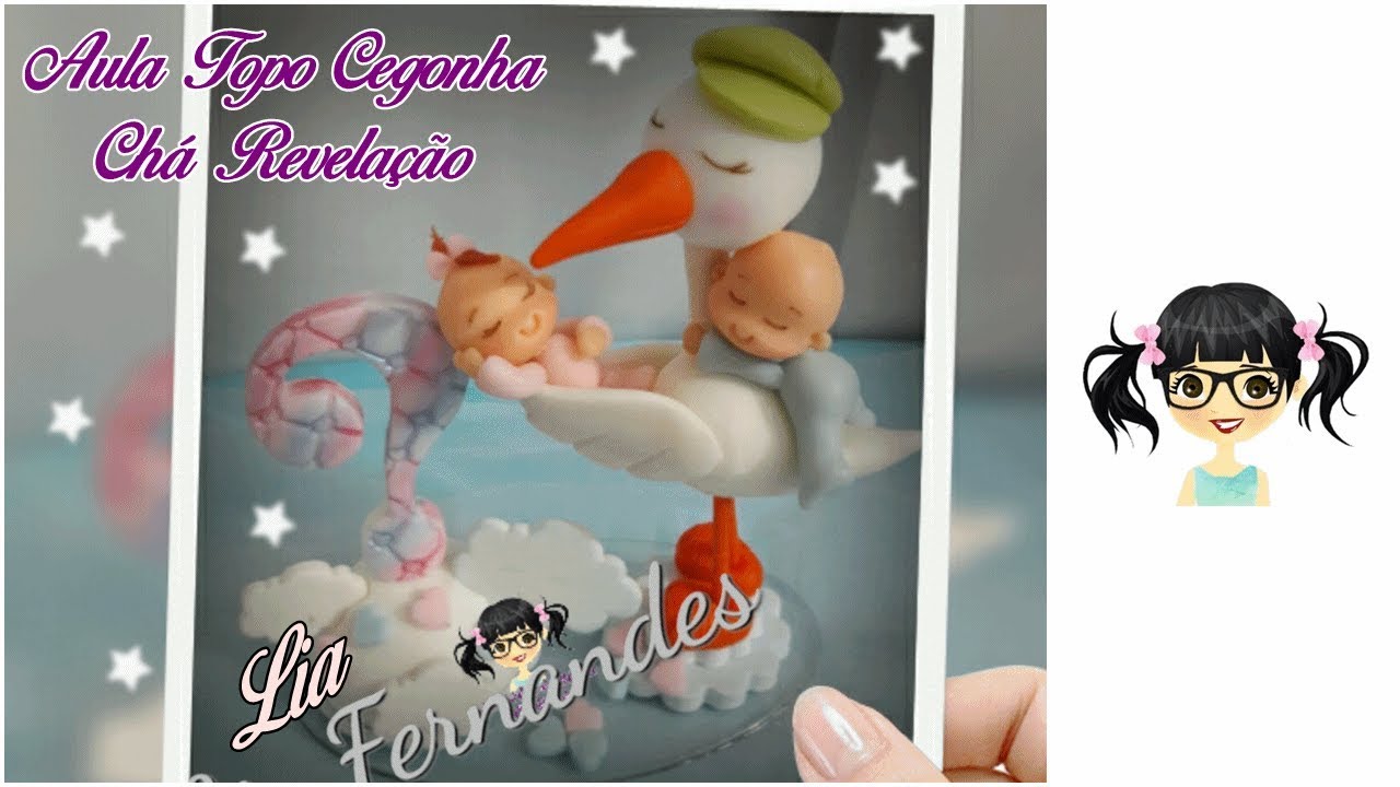 Topo Cegonha - Chá Revelação - Todo modelado a mão!!