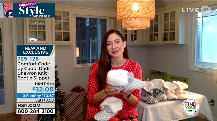 Comfort Code by Cuddl Duds Chevron Knit Bootie Slipper