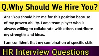 HR Questions | Why Should We Hire You (2) | HR Interview | SRV Studyroom