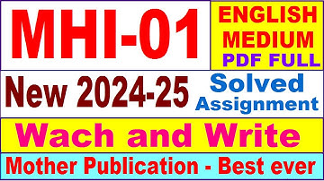 MHI 01 solved assignment 2024-25 in English || mhi 01 solved assignment 2025 || mhi1 2024-25