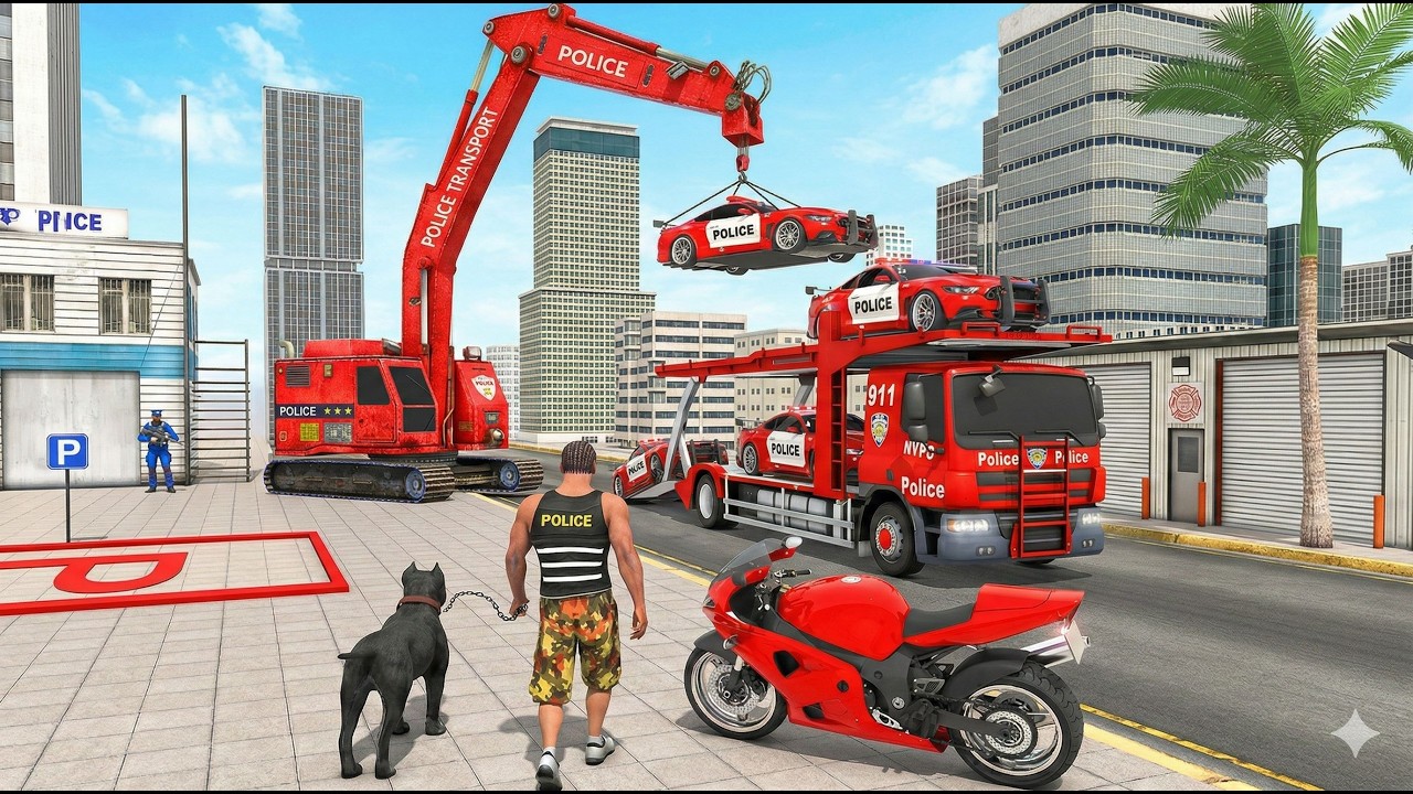 Transport Truck Police Cars Simulator - Police Trailer Transporter Driver - Android GamePlay