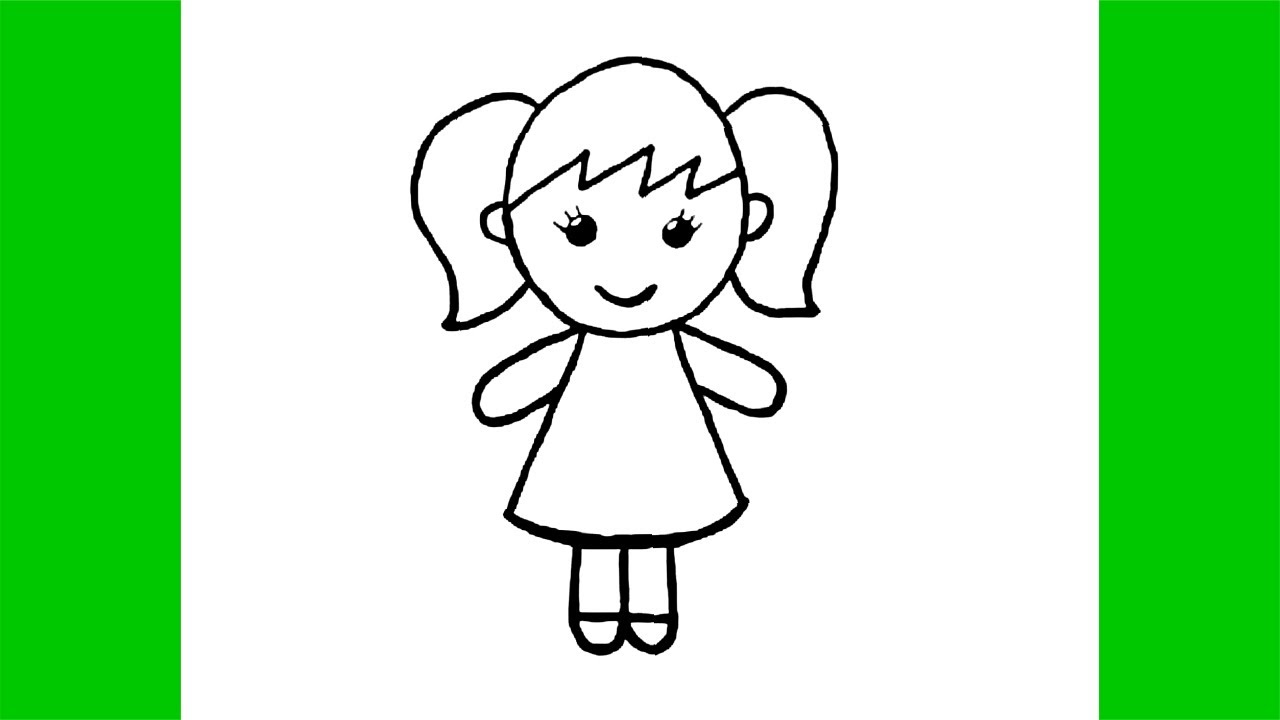 Learn To Draw Easy A Cute Girl picture and step by step - YouTube