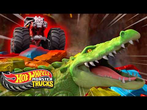¡Monster Trucks Huyen de los Cocodrilos! 🐊💨 | Hot Wheels
