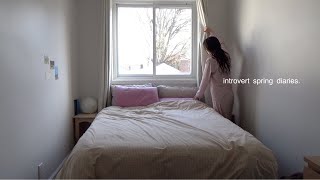 spring diaries | introvert hobbies, sewing placemats, knitting, more days outside, mini thrift haul