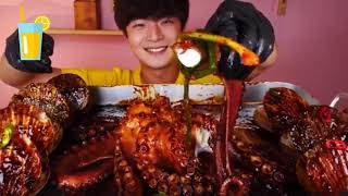 MUKBANG ASMR/EATING OCTOPUS/Ahtapot Ve Deniz Ürünleri Yeme/Korean Seafood/