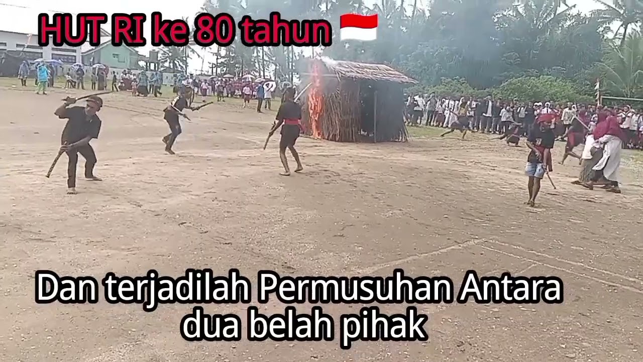 Acara Cefal Cakalele orang buru Selatan diwaktu HUT RI ke 80 tahun 