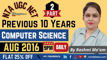 Aug 2016 Paper-II Part-2 | Previous 10 Years NTA UGC NET Computer Science Question Papers | Rashmi