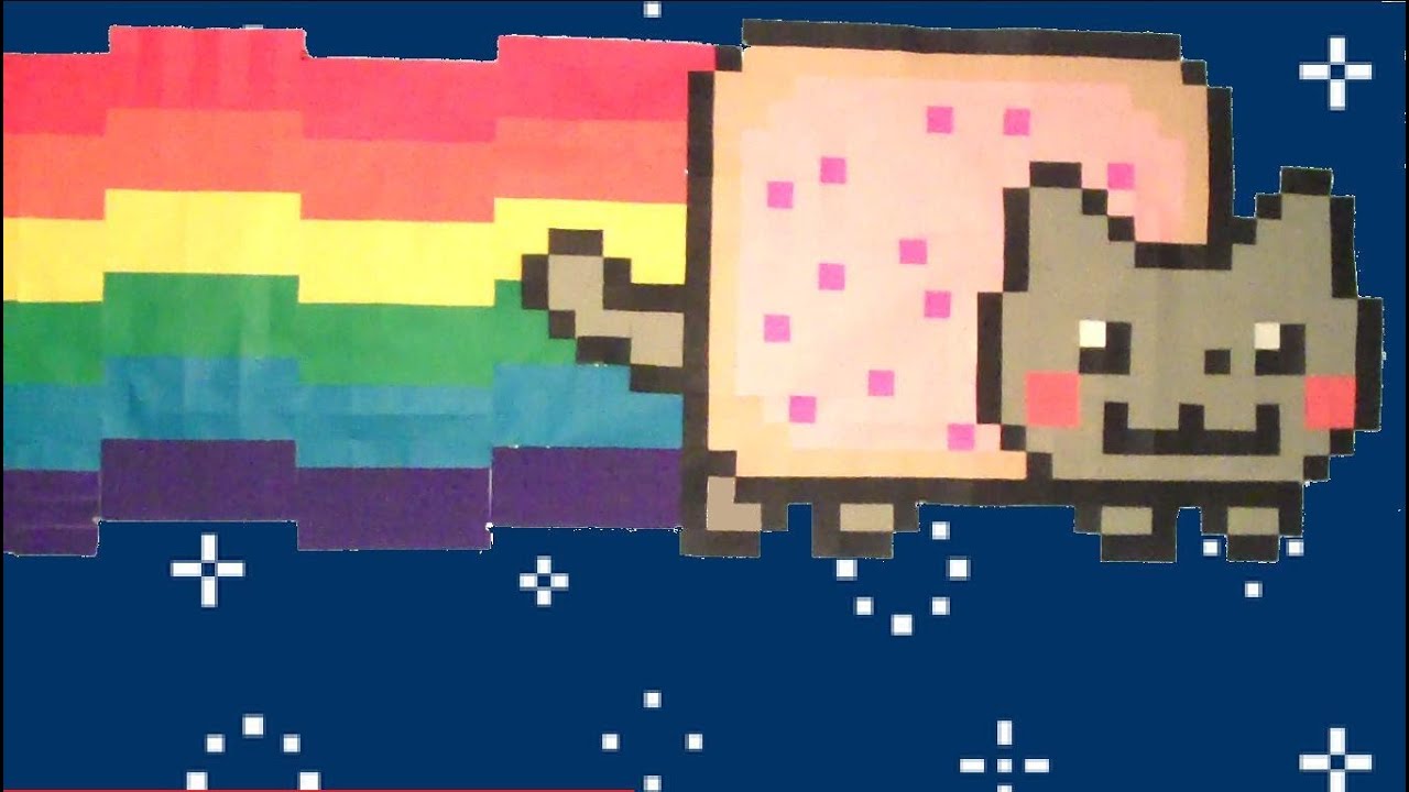 paper pixel origami nyan cat youtube nyan cat graph paper