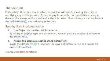 How to Use a Method Defined Only in Subclasses Without Duplicating Code in Java