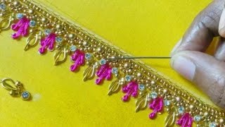 Very easy and beautiful aari work using normal needle