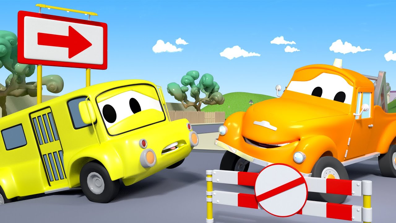 Lily The Bus Is Stuck On Bumpy Roads Tom The Tow Truck In Car City Truck Kids Vehicle Compilation Youtube