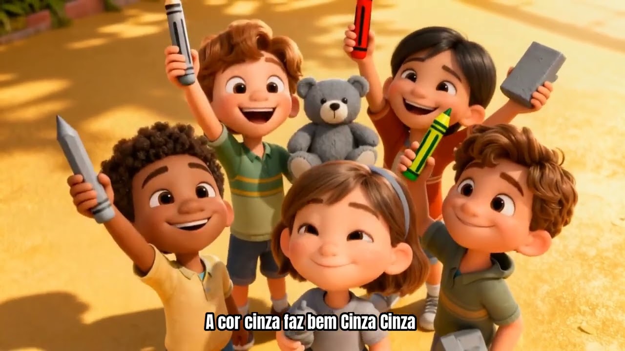 Aprendendo a cor cinza | Aprendendo as cores | Canções infantis animadas, educativas e instrutivas