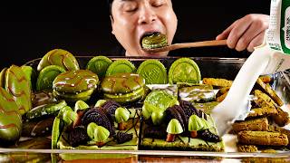 말차 디저트 여러가지와 투썸 말차케이크를 우유에 말아서 먹방 Matcha Dessert, Milk