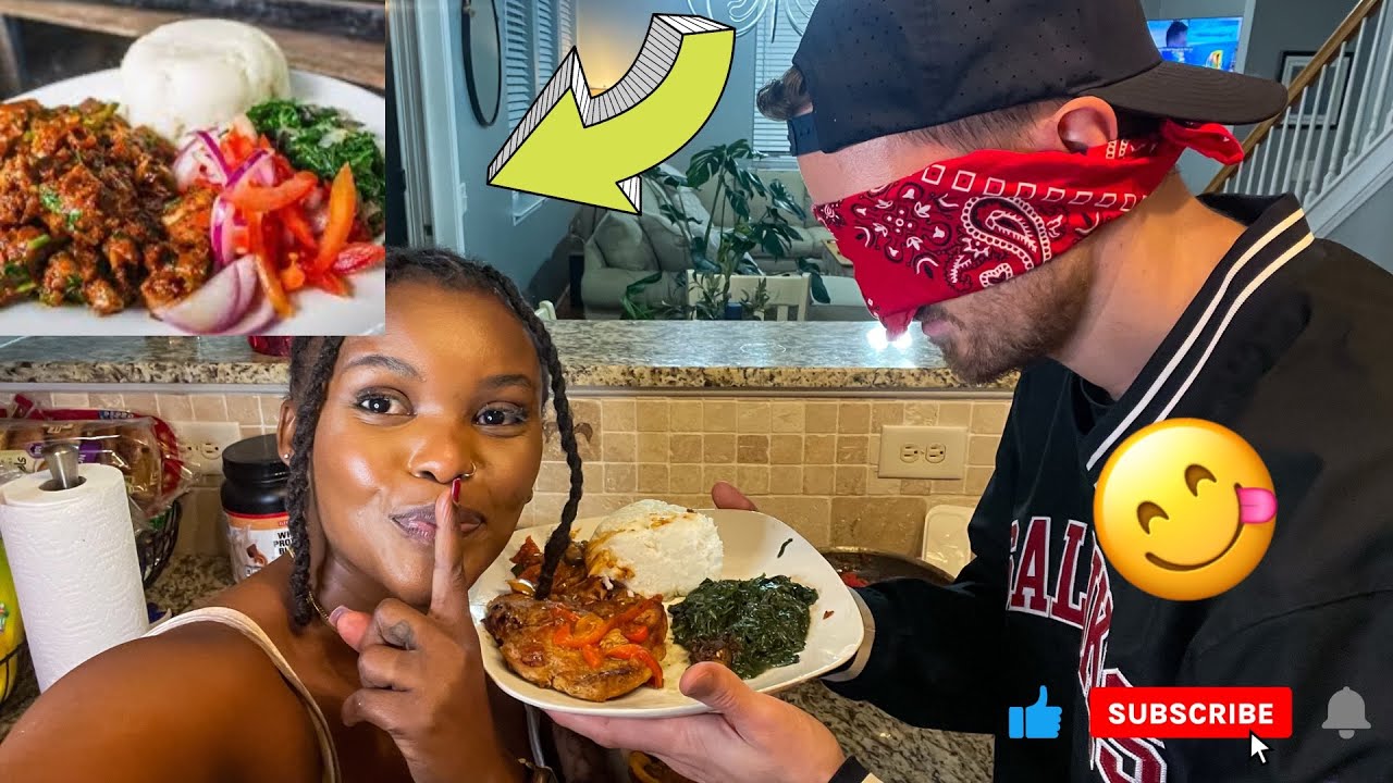 AMERICAN BOYFRIEND TRYING AFRICAN FOOD 🥘!! Ugali, Pork, Greens! 🤤