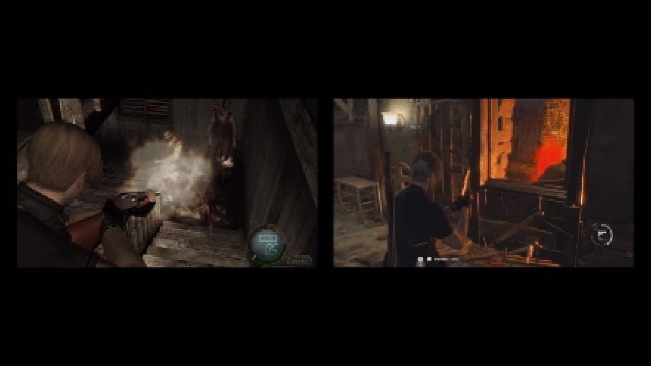 RE4 Vs RE4 Remake, SidebySide Gameplay, Cabin Fight YouTube