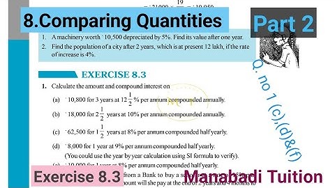 8th class maths|chapter 8|comparing Quantities| Exercise 8.3 |Q no 1|C,D&F part 2|