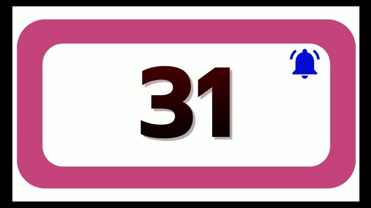 31 Seconds Countdown Timer With Sound Effect COLOR 4K HD 1080 - YouTube
