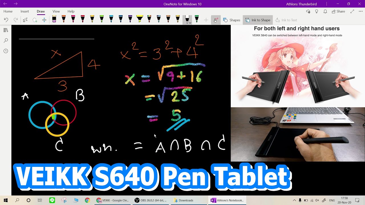 กระดานกราฟิก  2022  VEIKK S640 Pen Tablet ขนาดกระทัดรัด 6X4 นิ้ว ใช้สำหรับวาดรูปกราฟิก, สอนออนไลน์ร่วมกับ OneNote Win10