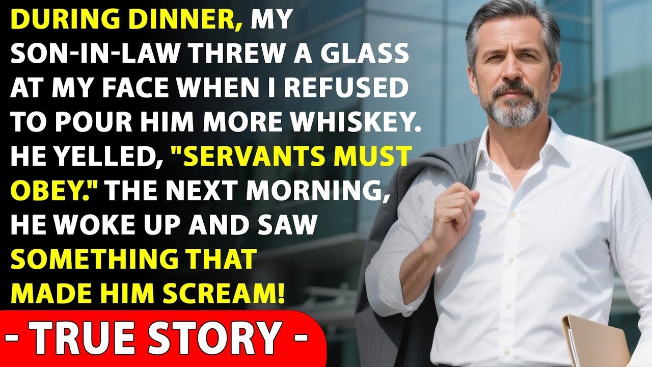 During Dinner, My Son-In-Law Threw A Glass At Me Because I Refused To Pour Him More Whiskey.