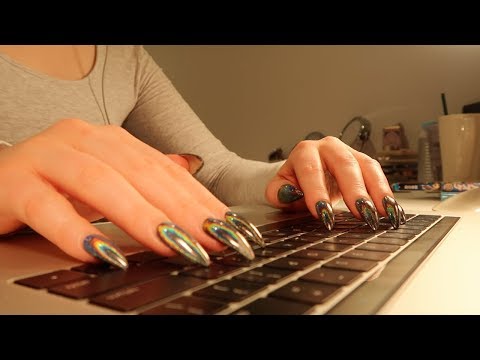 typing-on-macbook-pro-keyboard-for-40-mins-no-talking-asmr-||-long-black-holo-acrylic-nails-typing