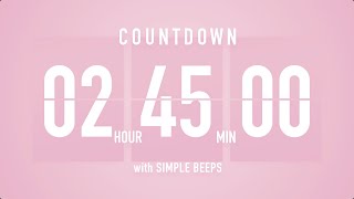 2 Hours 45 Minutes Countdown Flip Clock Timer / Simple Beeps 🌸🔔