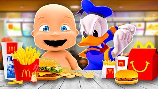 Baby and DONALD DUCK Go to MCDONALDS!