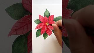 Painting a simple and easy watercolor poinsettia ❤️ #christmas #shorts #art